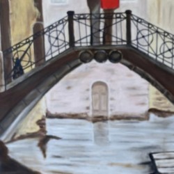 Venise les amoureux (huile 60x30)