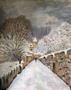 Paysage d'hiver (d'après Sislay) Acrylique 38x46