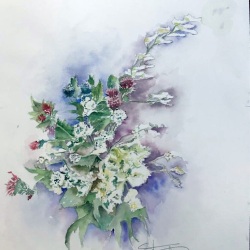 Bouquet de montagne Aquarelle 30x40