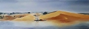 Ama Jolland Sur le Niger-huile sur toile-30-x-90