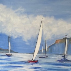 Les voiliers en mer (huile 66x45)