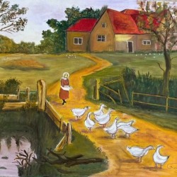 Promenade à la ferme (huile 55x45)