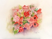 Dupuy Colette - Etincelle de fleurs - Aquarelle 50X38
