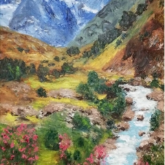 Le massif de l'Oisans 40X42 cm Acrylique
