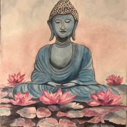 Buddha-Bleu-Aquarelle-30x40-1