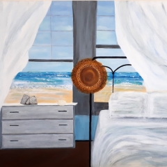 Chambre de jeune fill  60x90 cm Acrylique sur carton entoilé