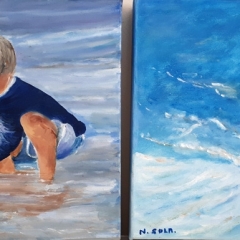 3.Frère-et-soeur-30x30-cm-huile-et-acrylique-sur-toile